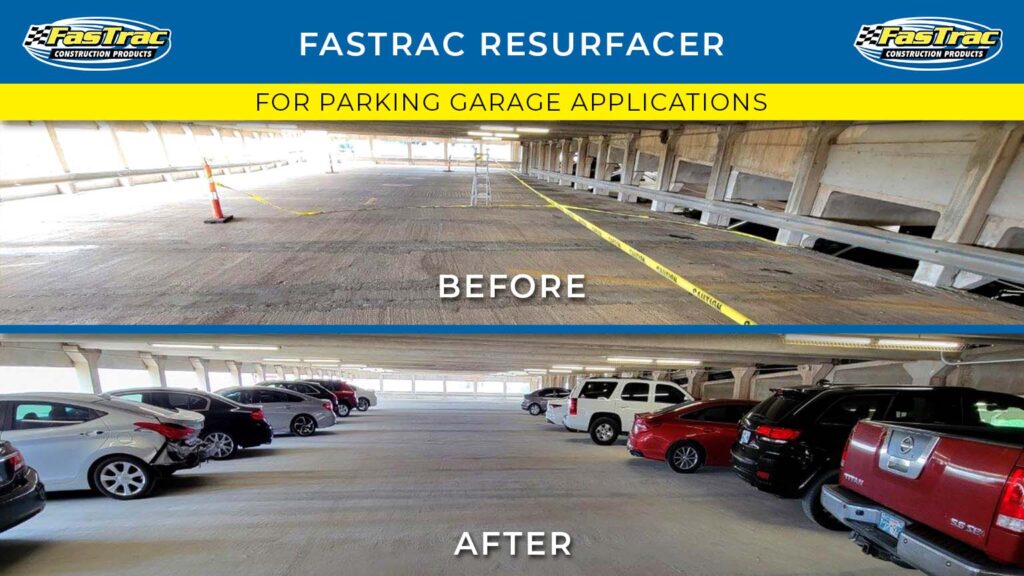 Parking Garage in Oklahoma City repaired with FasTrac Resurfacer